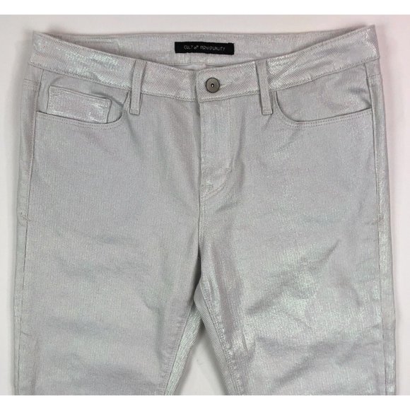 Cult Of Individuality Zen Mid Rise Womens 24 Skinny Jeans Silver White Shimmery - Picture 3 of 8
